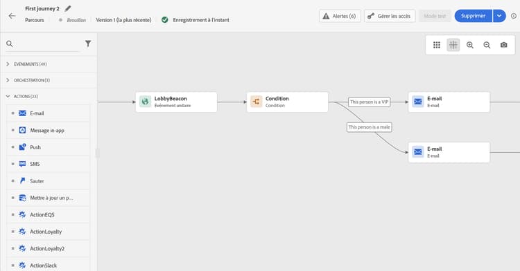 Exemple de hiérarchisation des chemins affichant la condition VIP au-dessus de la condition Homme