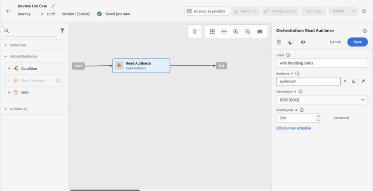 Panneau de configuration de limitation de débit avec les paramètres de limitation de débit