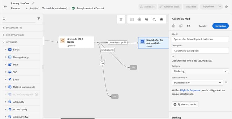 Configuration des messages e-mail dans un parcours d’accélération de la diffusion