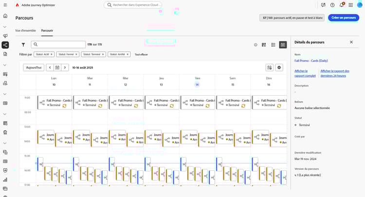 liste des campagnes avec le volet d’informations ouvert
