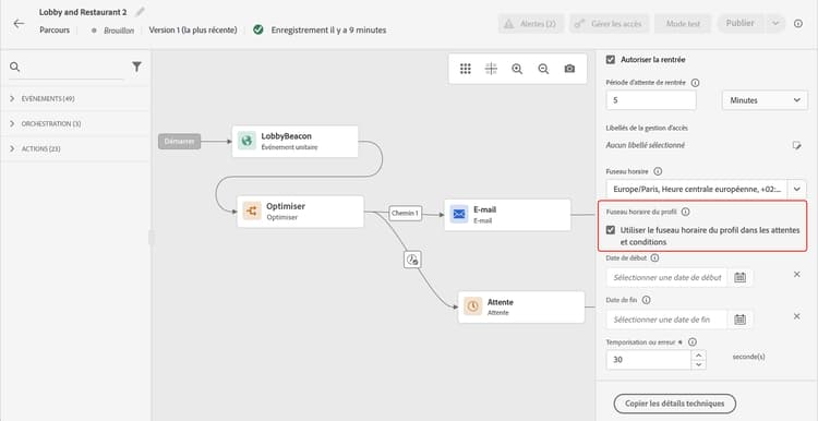 Configuration du fuseau horaire du profil dans les sources de données pour un horaire personnalisé