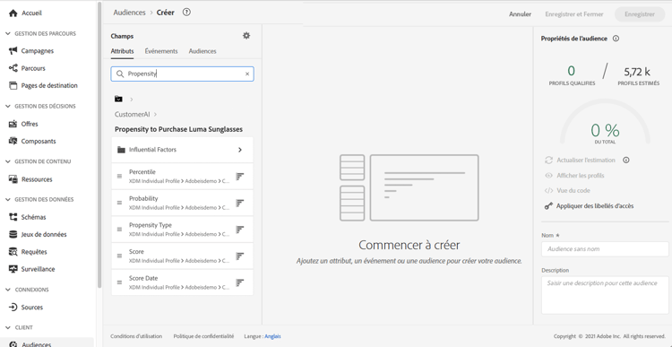 Intégration de l’IA dédiée aux clients et clientes affichant des scores de propension et des prédictions
