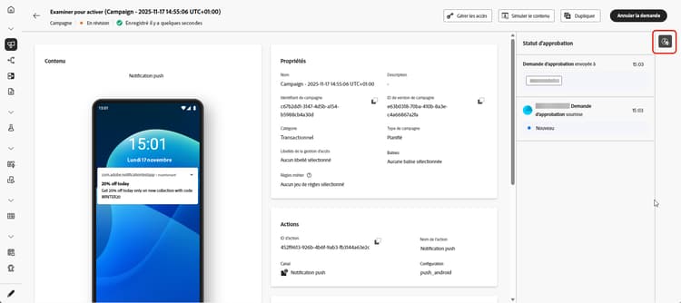 Journal daudit des demandes dapprobation