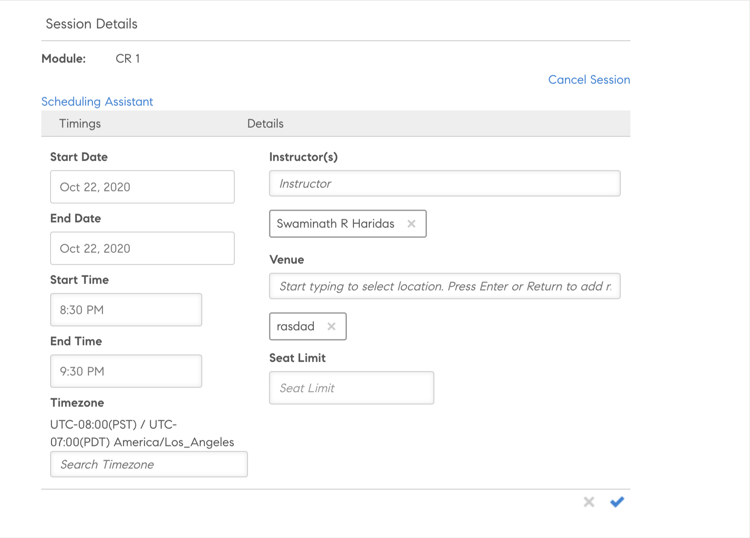 Assistant de planification depuis la page Instance