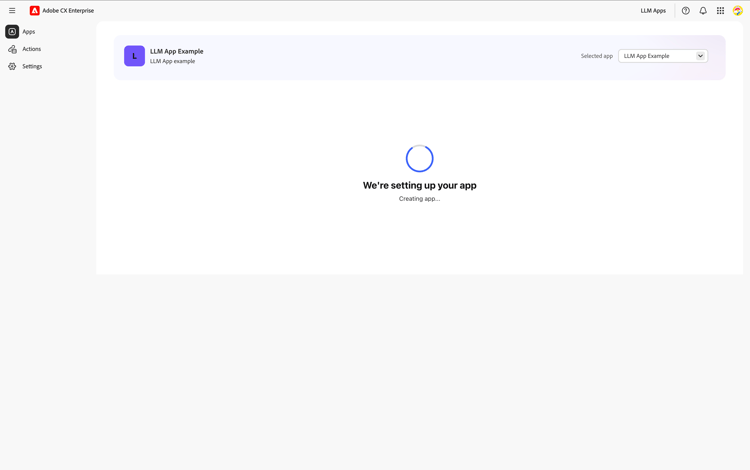 Création de l’application — écran de chargement