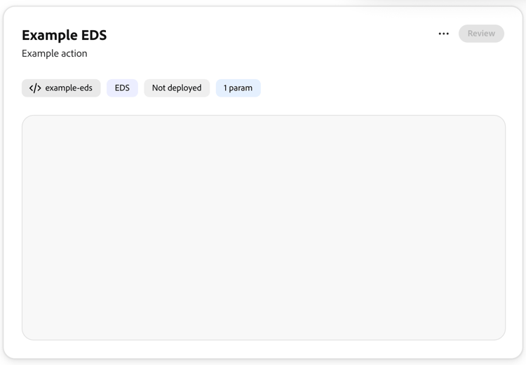 Page Actions — Cartes d’action