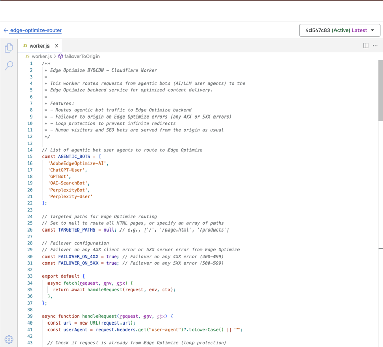 Éditeur de code de Cloudflare Worker