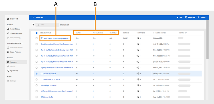 Modification, duplication ou suppression d’un segment