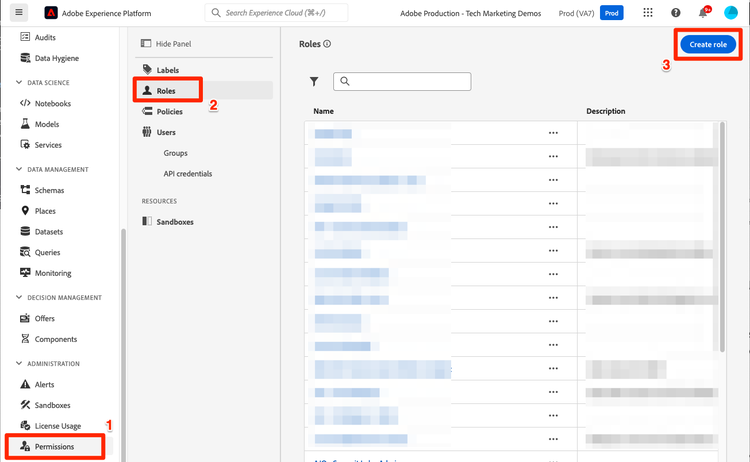 Créer un rôle dans Experience Platform