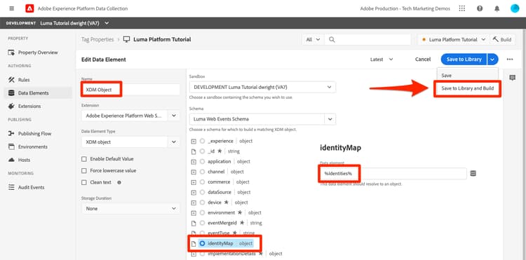 Ajoutez l’élément de données IdentityMap à l’objet XDM