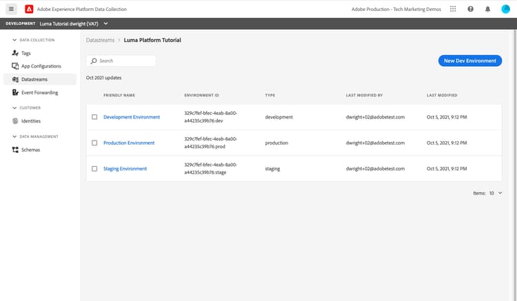 Chaque configuration Edge peut avoir plusieurs environnements