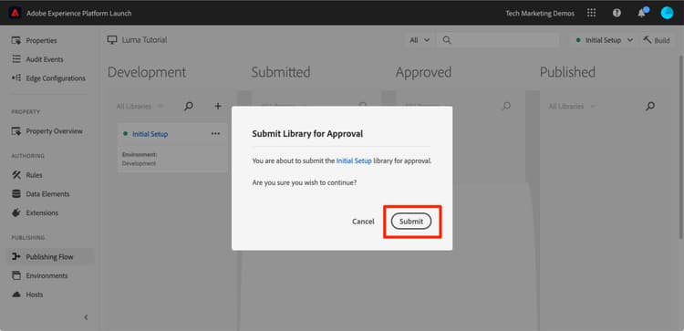 Clic sur Envoyer dans le modal