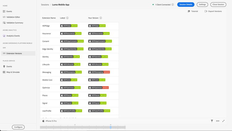 Versions d’extension