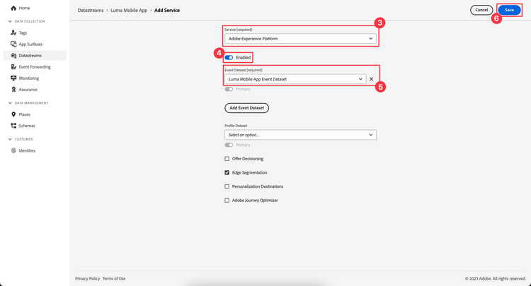 Ajouter Adobe Experience Platform en tant que service de flux de données