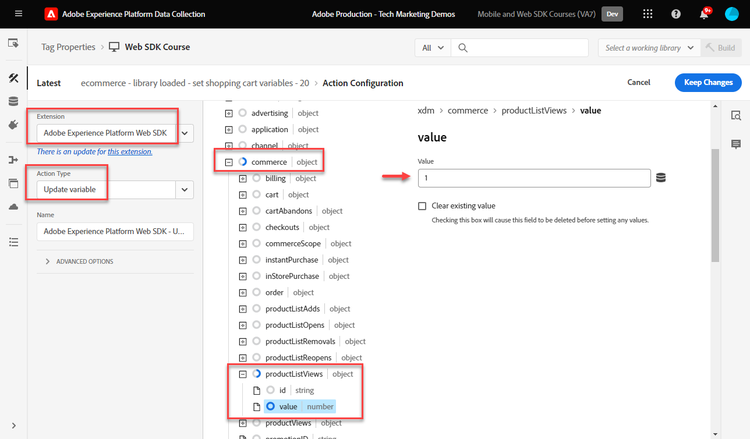 Configuration de la vue de produit