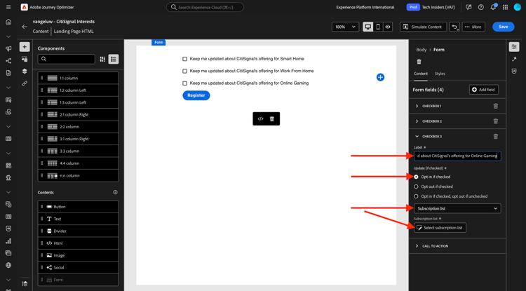 Landing pages