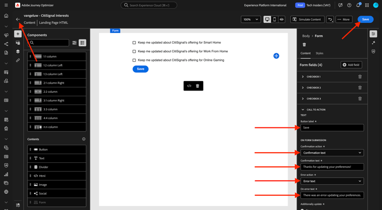 Landing pages