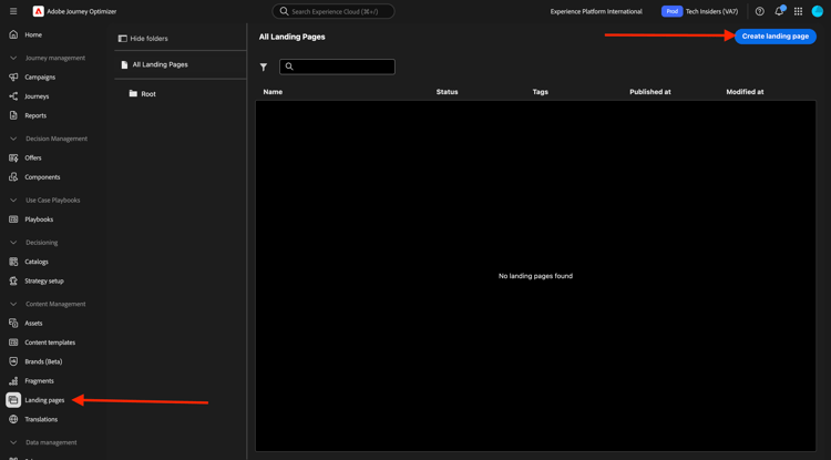 Landing pages