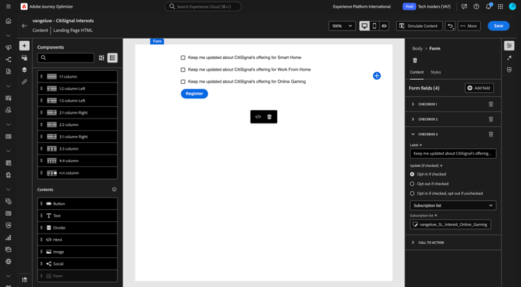 Landing pages