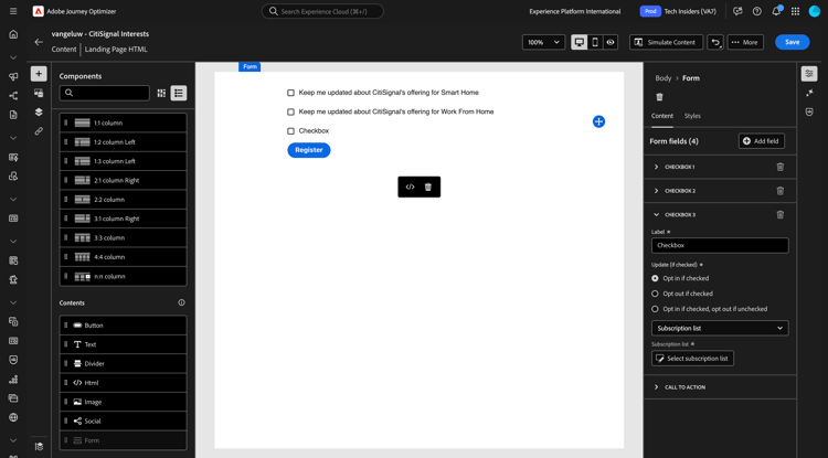 Landing pages