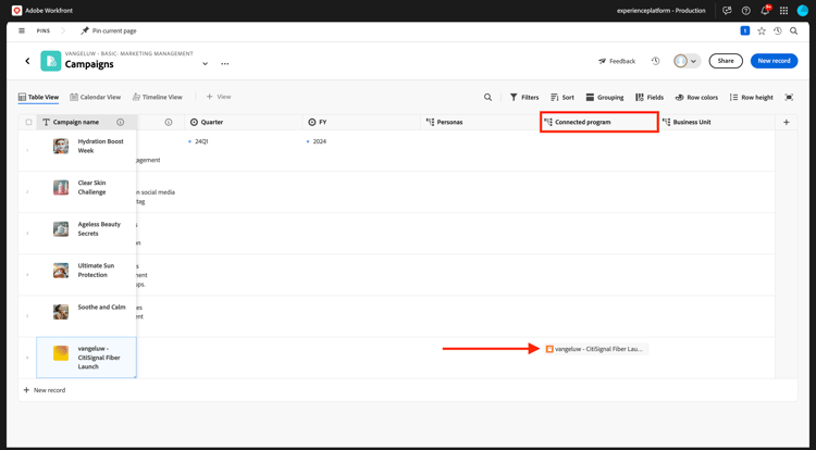 Planification Workfront
