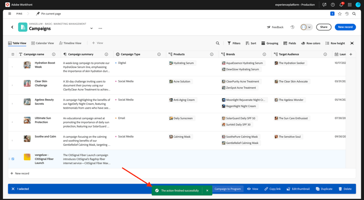 Planification Workfront