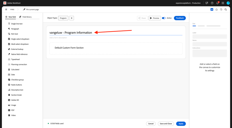Planification Workfront