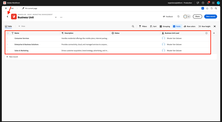 Planification Workfront