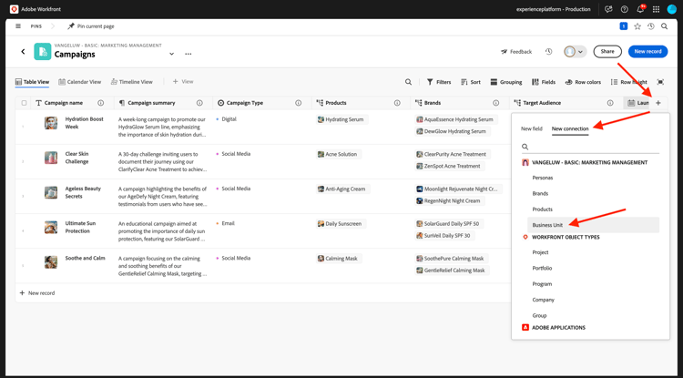 Planification Workfront