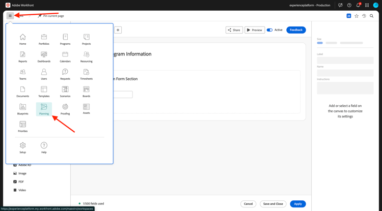 Planification Workfront