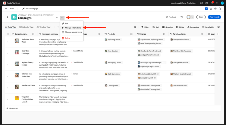 Planification Workfront
