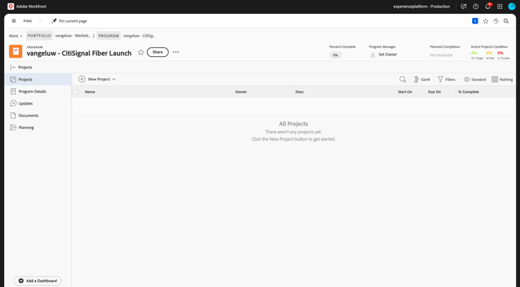 Planification Workfront