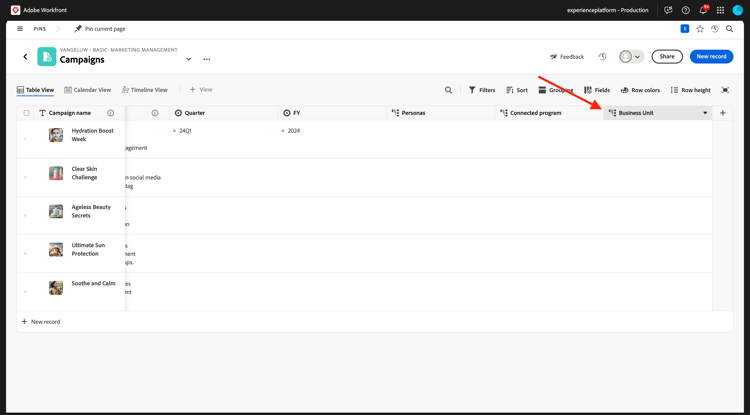 Planification Workfront
