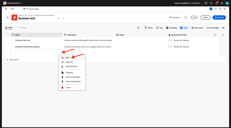 Planification Workfront