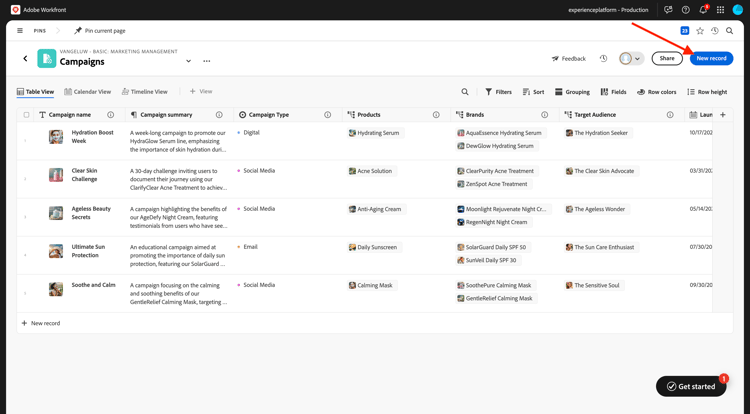 Planification Workfront
