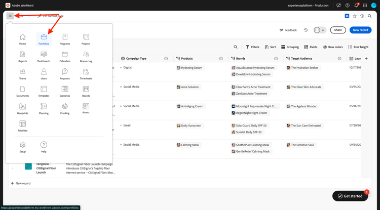 Planification Workfront