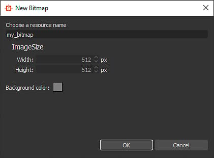 Boîte de dialogue Nouveau bitmap