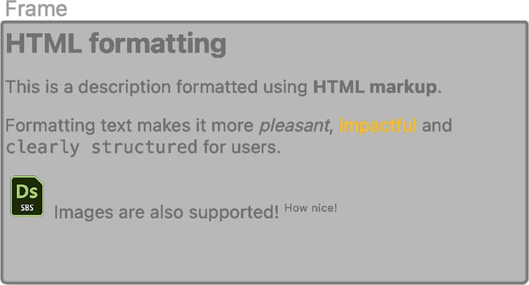 Cadre (description au format HTML)