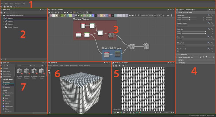 Fenêtre principale de Substance 3D Designer