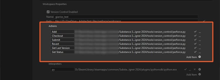 Configuration P4 dans Designer : actions