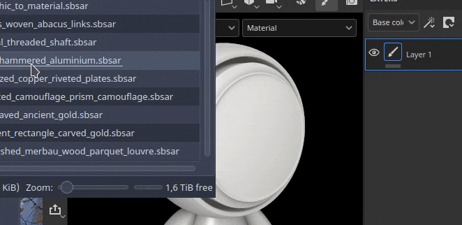 Grille affichant le glisser-déposer d'une ressource dans le viewport