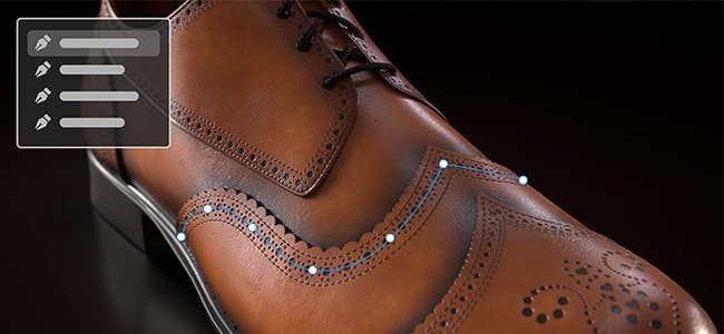 Image montrant l’outil de tracé utilisé sur une chaussure