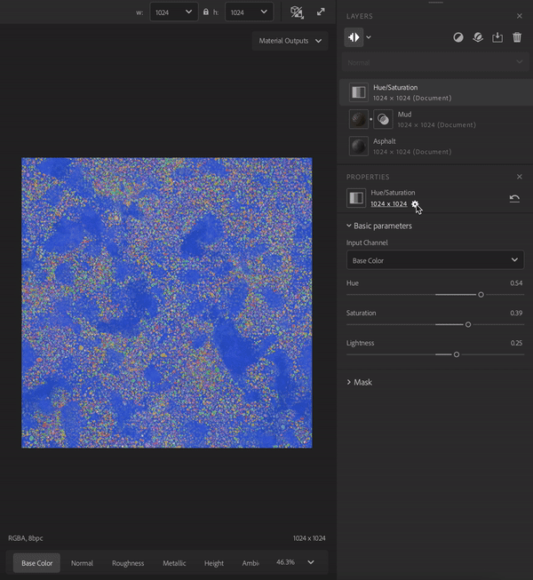 Changer la résolution d'un calque de filtre