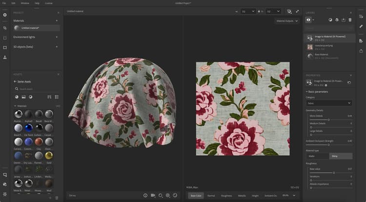 Substance 3D Sampler à l’aide du nouveau filtre Image vers Matériau (optimisé par l’IA)