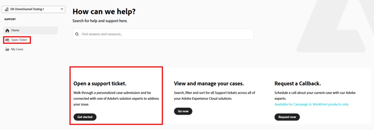 Experience League ouvre un ticket