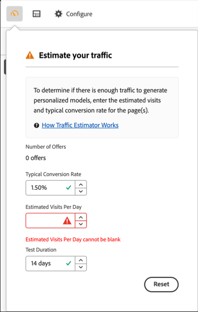 Interface utilisateur de l’estimateur de trafic