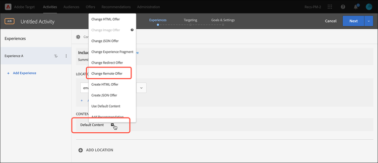 Modifier l’option Offre distante