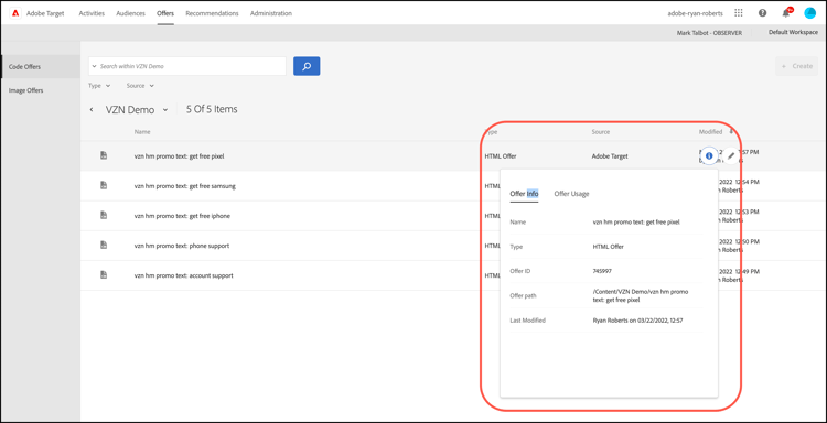 Fenêtre contextuelle d’informations sur le fragment d’expérience