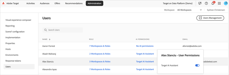 pop-up des autorisations de l’assistant AI