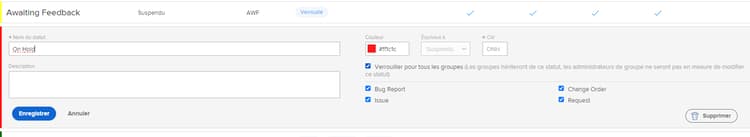 Fenêtre de création d’un statut